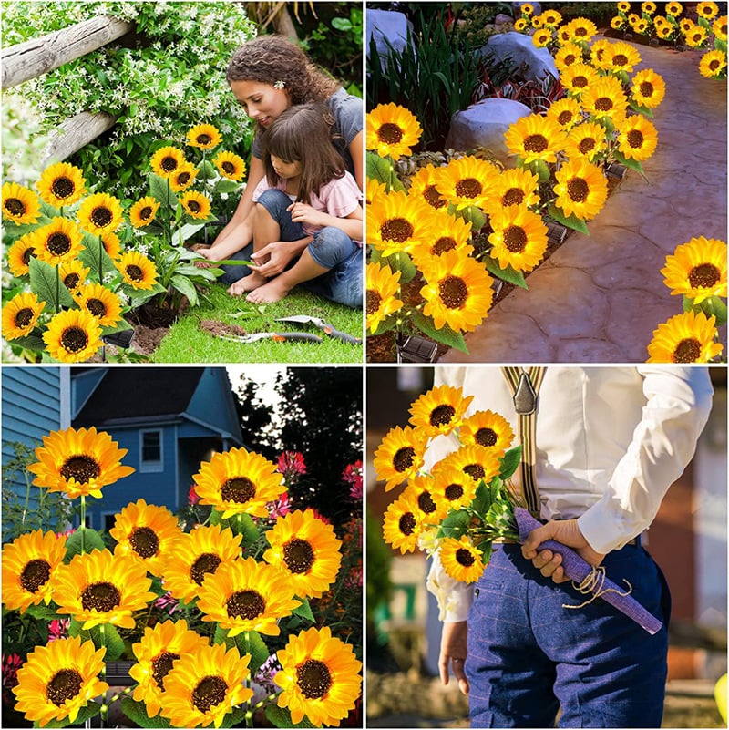 ☀️ Luces Solares Impermeables de Girasol – Pétalos Realistas, IP65 y Resplandor Automático de 8–12 Horas 🌻✨
