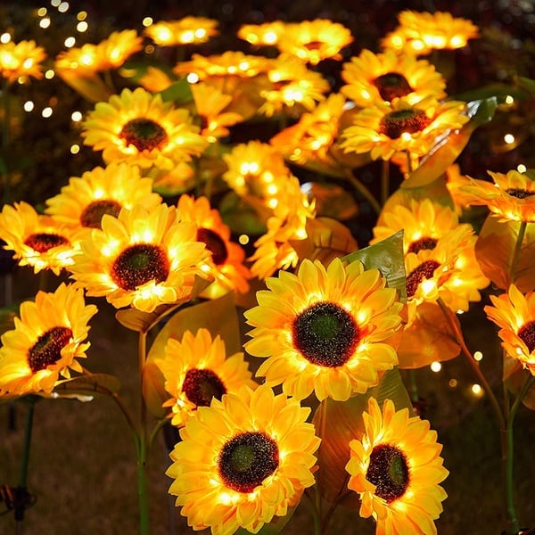 ☀️ Luces Solares Impermeables de Girasol – Pétalos Realistas, IP65 y Resplandor Automático de 8–12 Horas 🌻✨