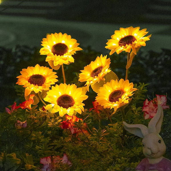 ☀️ Luces Solares Impermeables de Girasol – Pétalos Realistas, IP65 y Resplandor Automático de 8–12 Horas 🌻✨