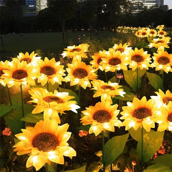 ☀️ Luces Solares Impermeables de Girasol – Pétalos Realistas, IP65 y Resplandor Automático de 8–12 Horas 🌻✨