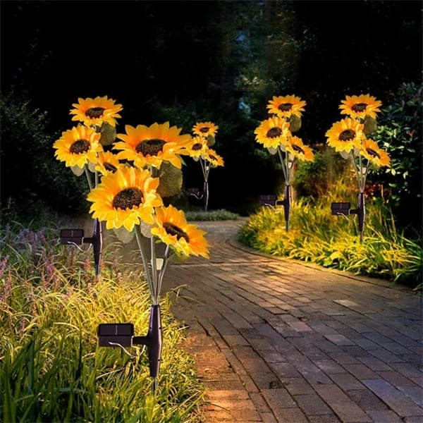 ☀️ Luces Solares Impermeables de Girasol – Pétalos Realistas, IP65 y Resplandor Automático de 8–12 Horas 🌻✨