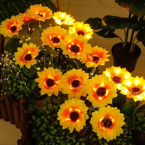 ☀️ Luces Solares Impermeables de Girasol – Pétalos Realistas, IP65 y Resplandor Automático de 8–12 Horas 🌻✨