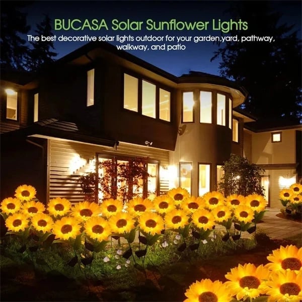 ☀️ Luces Solares Impermeables de Girasol – Pétalos Realistas, IP65 y Resplandor Automático de 8–12 Horas 🌻✨
