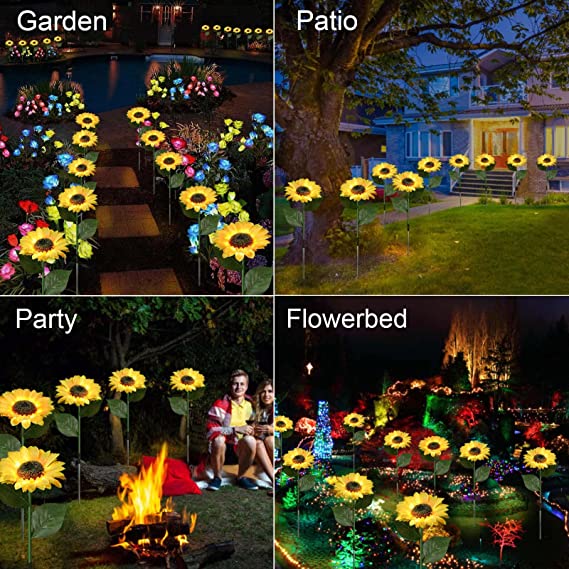 ☀️ Luces Solares Impermeables de Girasol – Pétalos Realistas, IP65 y Resplandor Automático de 8–12 Horas 🌻✨