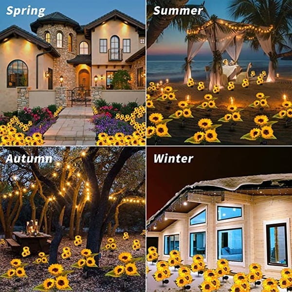 ☀️ Luces Solares Impermeables de Girasol – Pétalos Realistas, IP65 y Resplandor Automático de 8–12 Horas 🌻✨