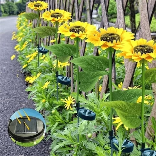 ☀️ Luces Solares Impermeables de Girasol – Pétalos Realistas, IP65 y Resplandor Automático de 8–12 Horas 🌻✨