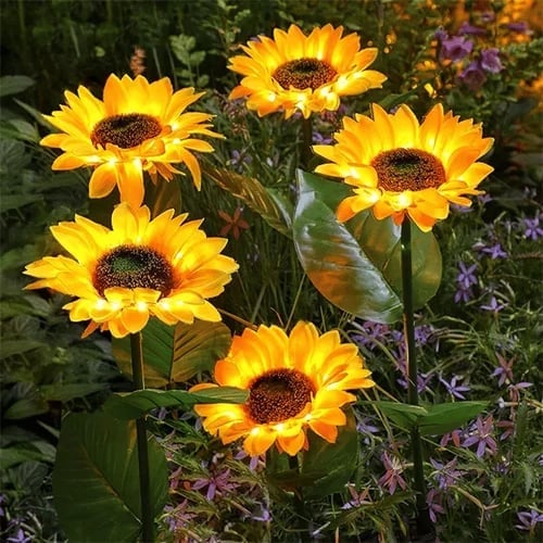 ☀️ Luces Solares Impermeables de Girasol – Pétalos Realistas, IP65 y Resplandor Automático de 8–12 Horas 🌻✨