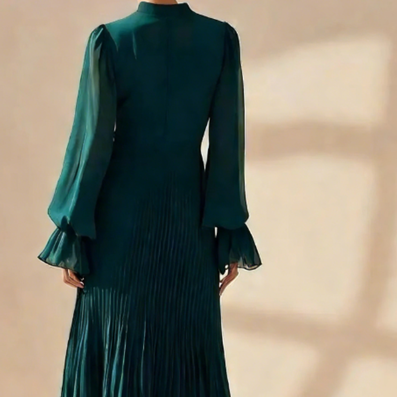 👗 Vestido Midi para Mujer – Escote en Ojal de Cerradura y Detalles de Volantes, Elegante y Femenino ✨🌸
