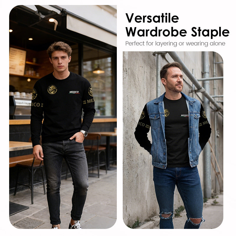 👕 Camiseta de Manga Larga para Hombre – Cuello Redondo, Estilo Casual y Cómodo ✨💪