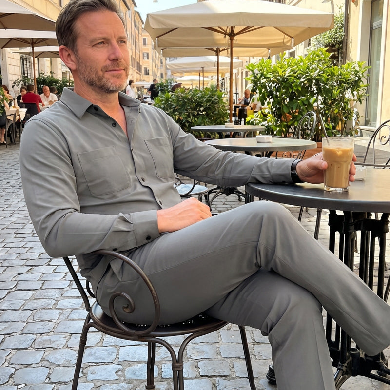 👕👖 Conjunto de 2 Piezas para Hombre – Traje de Color Sólido, Estilo Casual y Cómodo para Caminar ✨💪