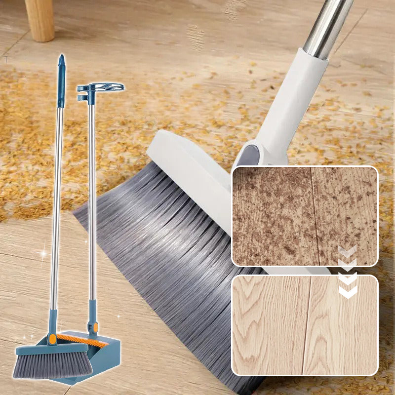 🧹 Juego de Recogedor con Escoba Giratoria de 180° – Limpieza Eficaz y Cómoda en Todos los Rincones ✨🧼