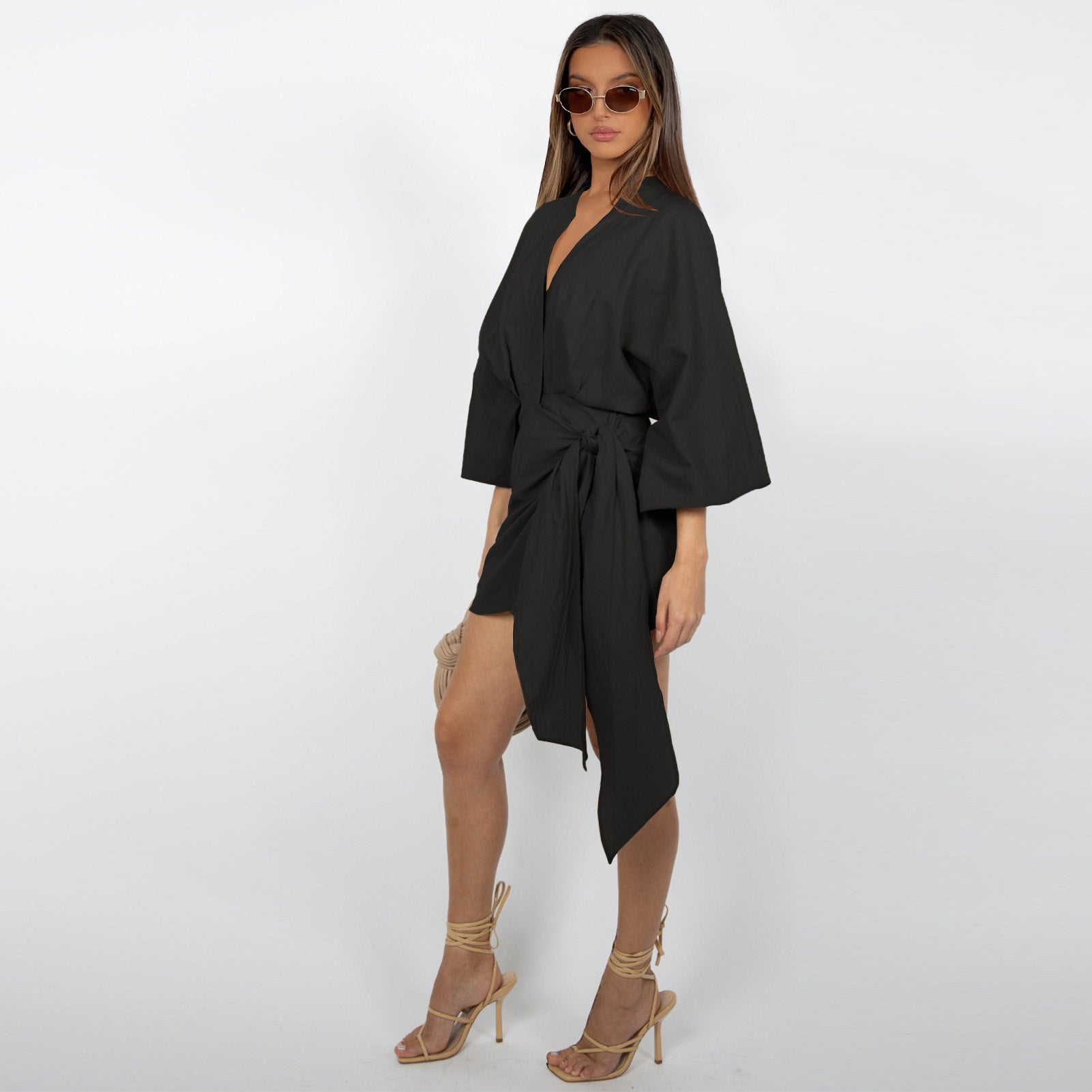 👗 Vestido con Escote Cruzado y Lazo Definidor – Elegancia y Estilo en Cada Detalle para Mujer ✨💫