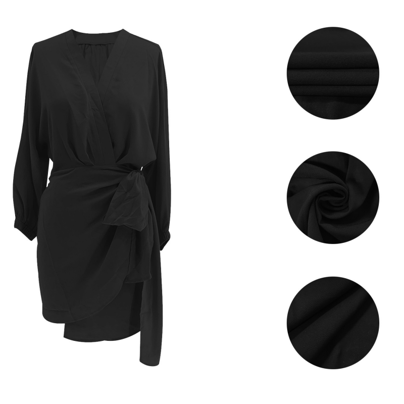 👗 Vestido con Escote Cruzado y Lazo Definidor – Elegancia y Estilo en Cada Detalle para Mujer ✨💫