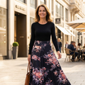 ⏰🔥 ¡50% DE DESCUENTO POR TIEMPO LIMITADO! 🌸 Vestido Largo de Mujer – Manga Larga, Estampado Floral y Detalles de Empalmes para un Look Elegante ✨💃