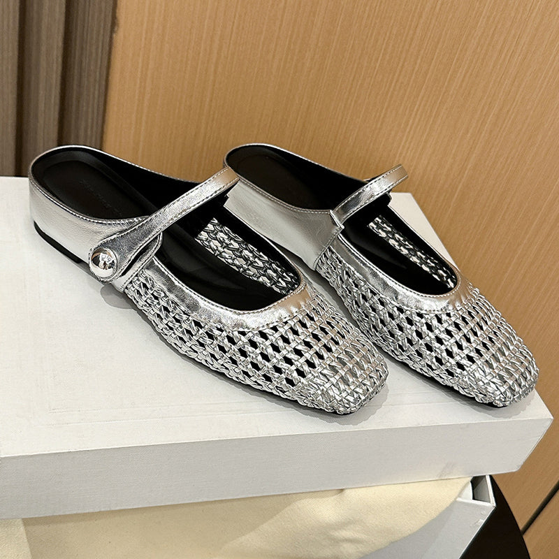 👡 Mules Mary Jane Tejidos de Punta Cuadrada para Mujer – Estilo Elegante y Comodidad Todo el Día ✨💖