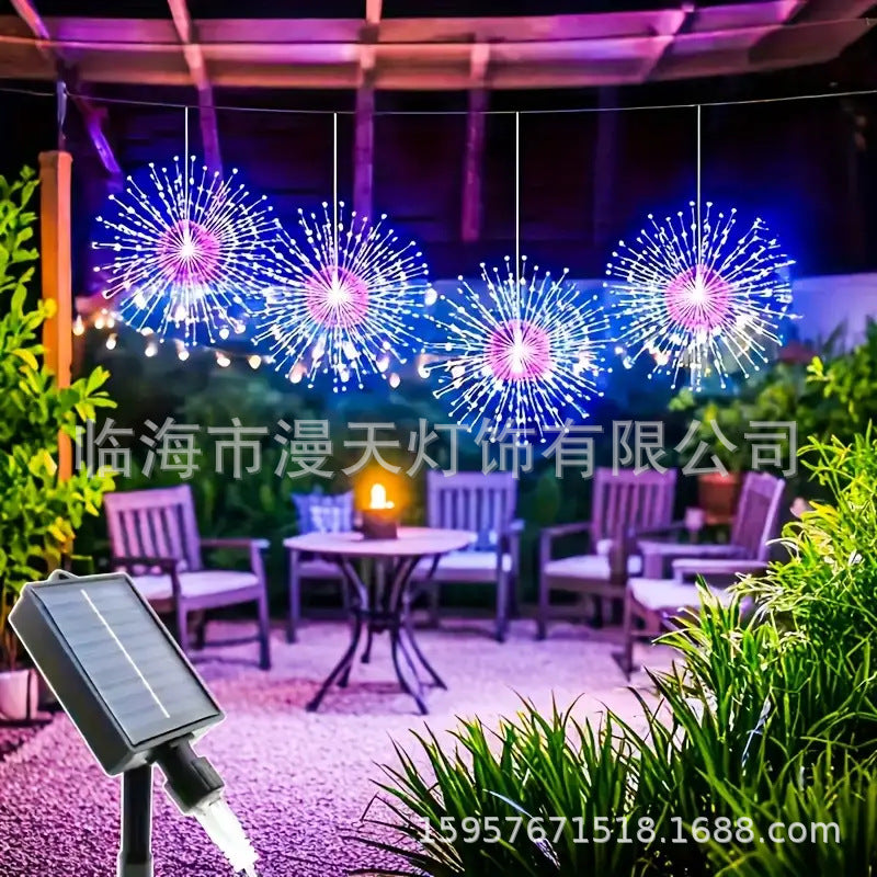 🌟 Cadena de Luces Solares de Fuegos Artificiales para Jardín y Fiestas – Ilumina tu Espacio con Brillo y Color 🎉✨