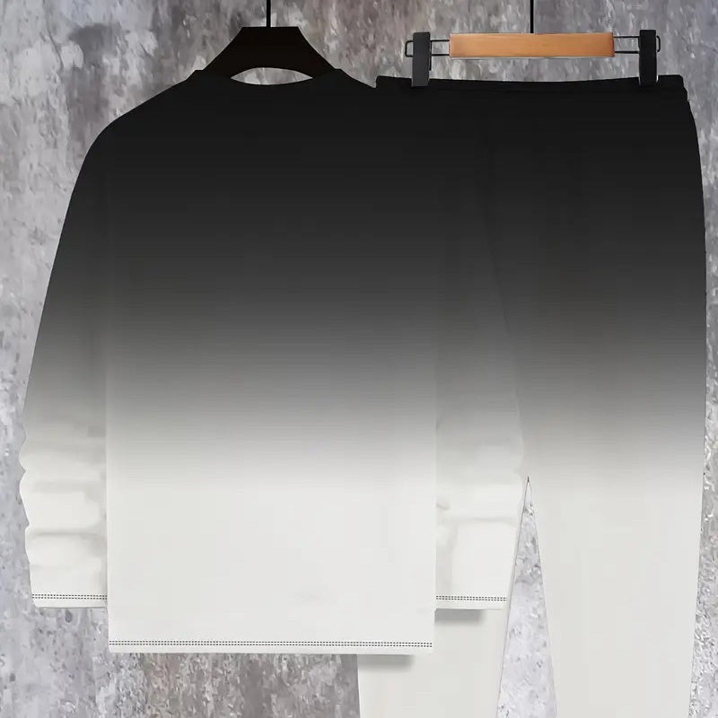 👕 Conjunto de Chándal para Hombre – Cuello Redondo y Color Degradado, Estilo Casual y Cómodo ✨🔥