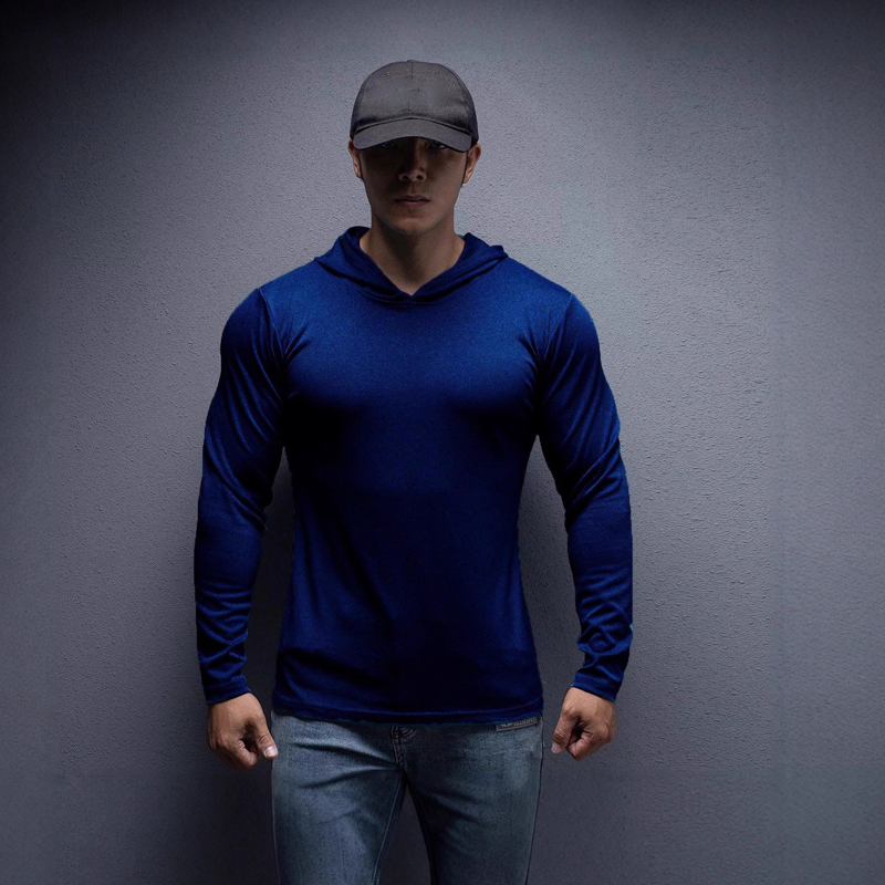 💪 Sudadera con Capucha de Manga Larga para Hombre – Tejido Elástico, Ideal para Fitness y Entrenamiento ✨👕