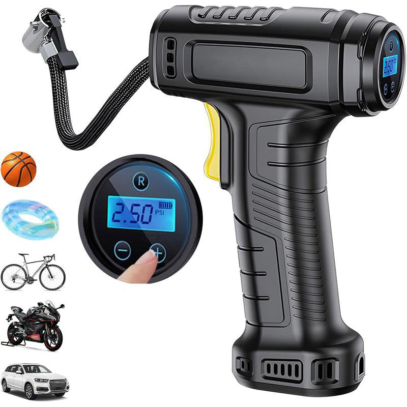 🚗 Compresor de Aire Portátil Inalámbrico – Pantalla Digital y Inflado Rápido para Autos, Bicicletas y Más ✨🔋