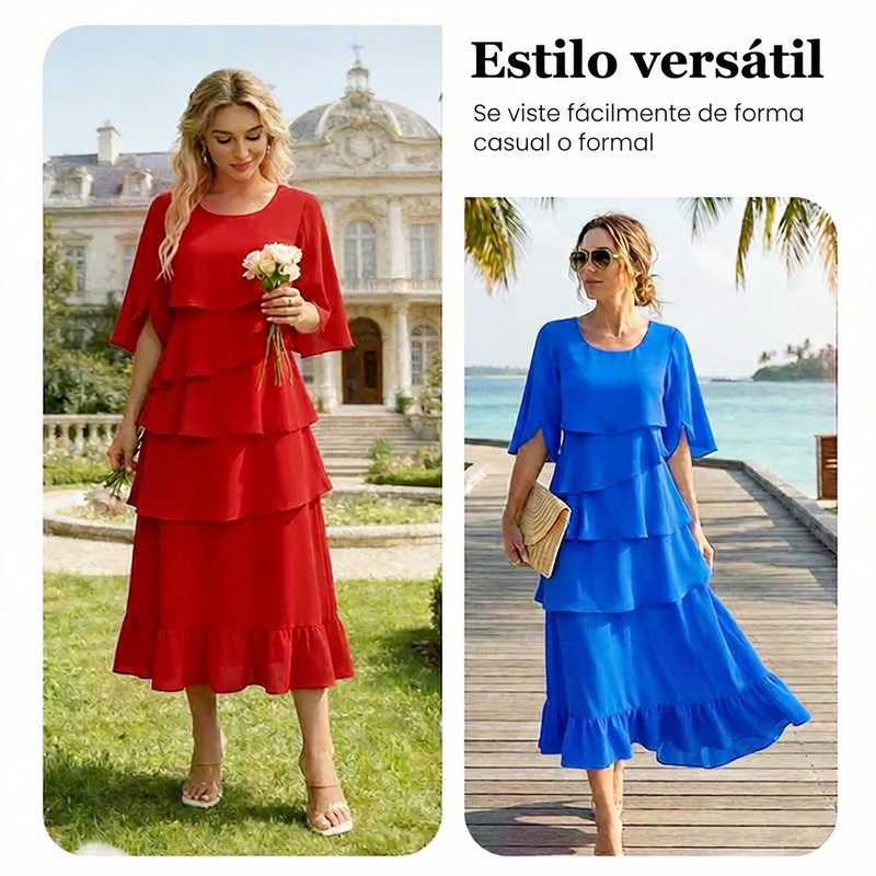 ⏰🔥 ¡50% DE DESCUENTO POR TIEMPO LIMITADO! 👗✨ Vestido Elegante con Mangas de Volantes – Deslumbra en Cada Ocasión 💃💖