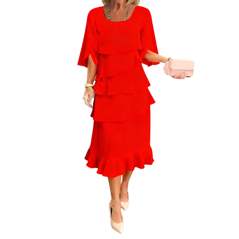 ⏰🔥 ¡50% DE DESCUENTO POR TIEMPO LIMITADO! 👗✨ Vestido Elegante con Mangas de Volantes – Deslumbra en Cada Ocasión 💃💖