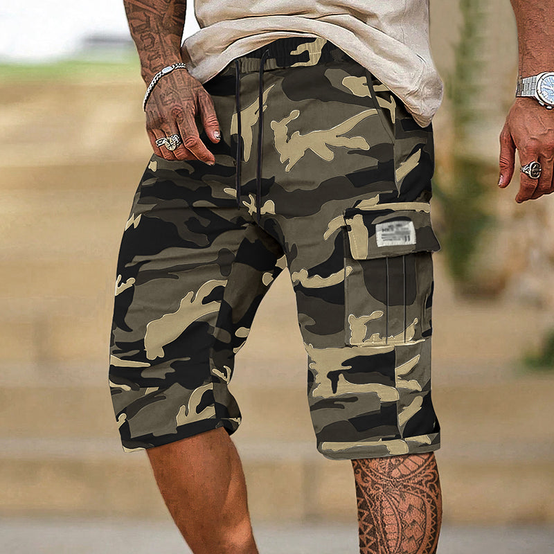 👖 Pantalones Cortos Cargo de Camuflaje para Hombre – Múltiples Bolsillos, Estilo Resistente y Funcional ✨💪