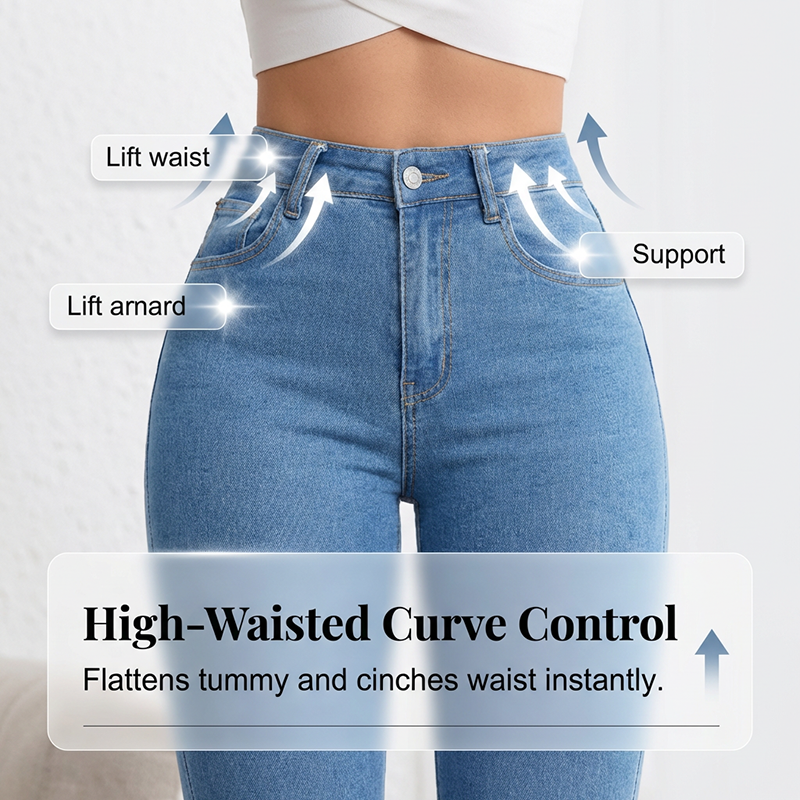 👖 Vaqueros de Cintura Alta Acampanados para Mujer – Elásticos, Cómodos y con Estilo Moderno ✨💖