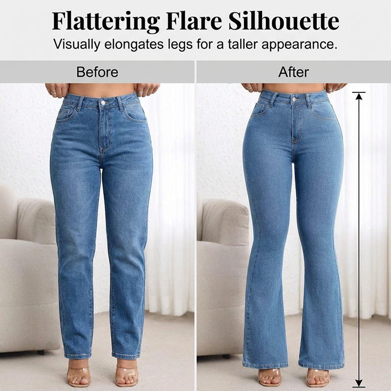 👖 Vaqueros de Cintura Alta Acampanados para Mujer – Elásticos, Cómodos y con Estilo Moderno ✨💖