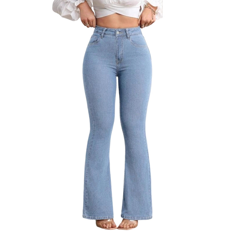 👖 Vaqueros de Cintura Alta Acampanados para Mujer – Elásticos, Cómodos y con Estilo Moderno ✨💖