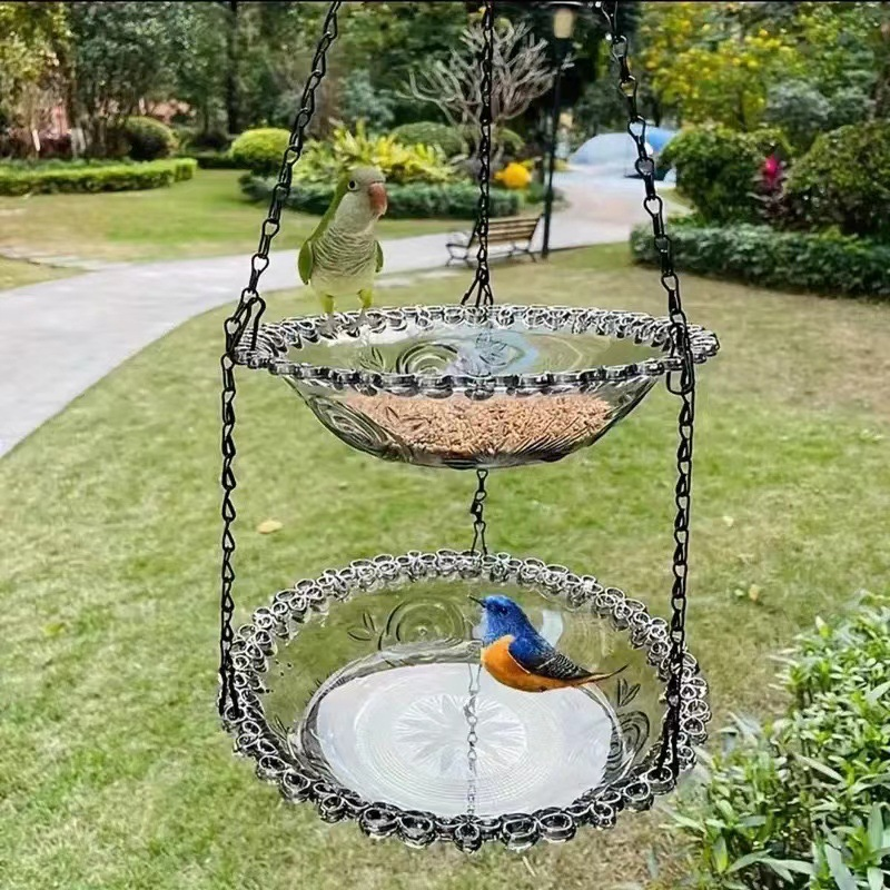🐦 Comedero para Pájaros Estilo Vintage con Bañera – Fácil de Colgar y Llenar, Ideal para Petirrojos y Herrerillos Azules 🏡✨
