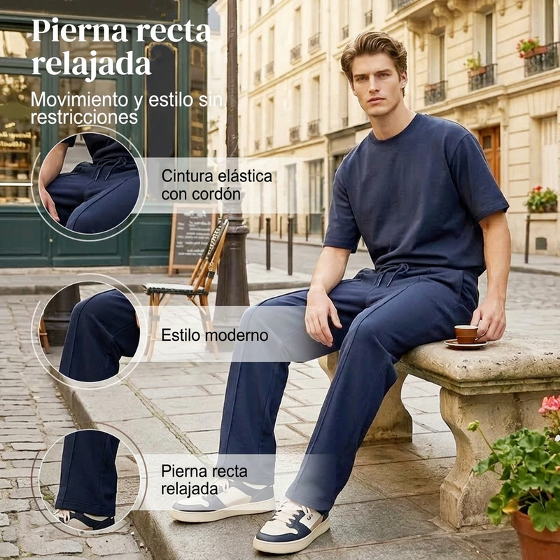 👖 ¡OFERTA POR TIEMPO LIMITADO 50% DE DESCUENTO! 🌀 Pantalones de Cintura Elástica para Hombres con Pierna Recta – Tejido Transpirable, Bolsillos Laterales, 9 Colores y Ajuste Personalizado ✨