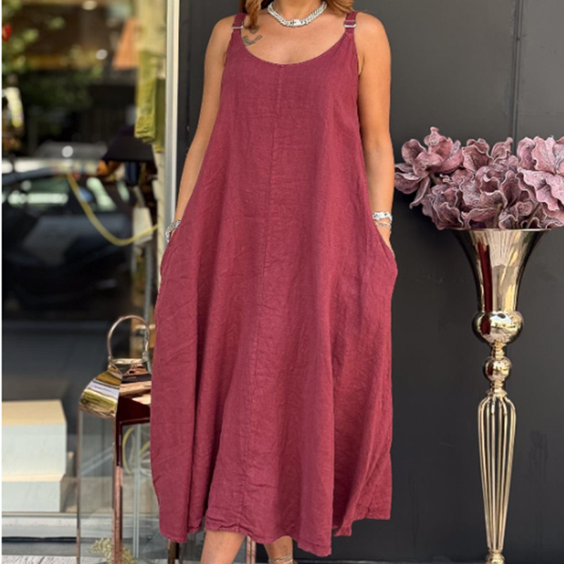 🌿 Vestido camisola de lino y algodón para mujer con bolsillos: transpirable, cómodo y elegante sin esfuerzo 👗✨