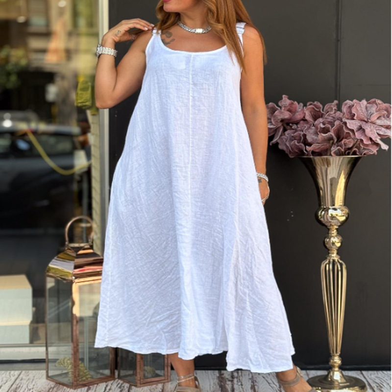 🌿 Vestido camisola de lino y algodón para mujer con bolsillos: transpirable, cómodo y elegante sin esfuerzo 👗✨