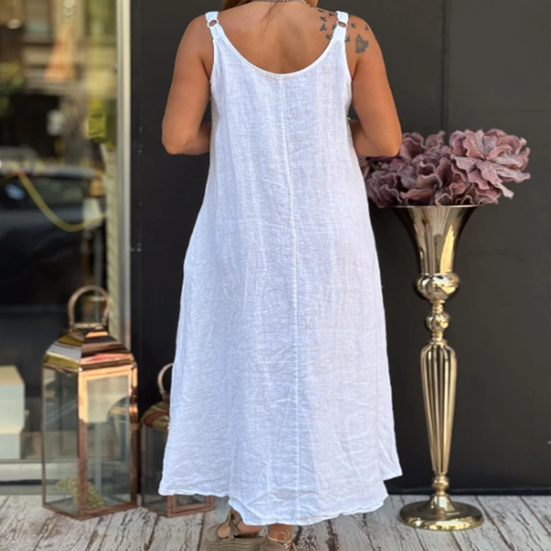 🌿 Vestido camisola de lino y algodón para mujer con bolsillos: transpirable, cómodo y elegante sin esfuerzo 👗✨