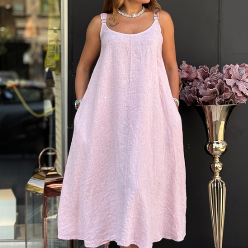 🌿 Vestido camisola de lino y algodón para mujer con bolsillos: transpirable, cómodo y elegante sin esfuerzo 👗✨