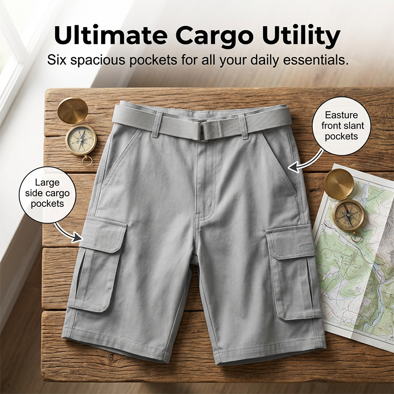 👖 Pantalones Cortos Cargo de Secado Rápido para Hombre – Incluye Cinturón, Comodidad y Estilo al Aire Libre ✨💥