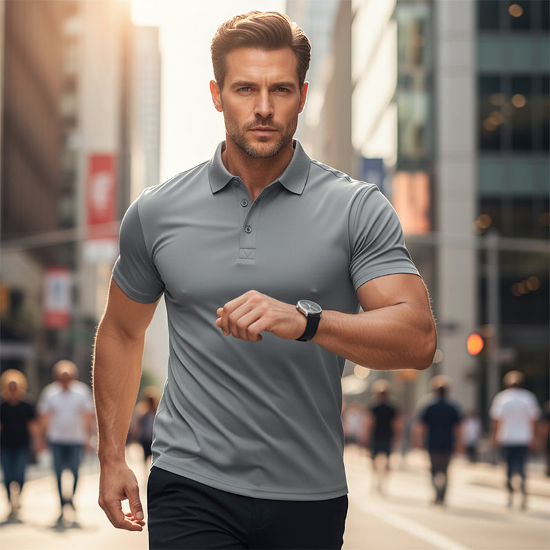 ⏰ ¡Oferta Limitada 50% OFF! 🏆 Camiseta de Hombre de Secado Rápido – Cuello Tipo Solapa y Manga Corta 👔🔥💨