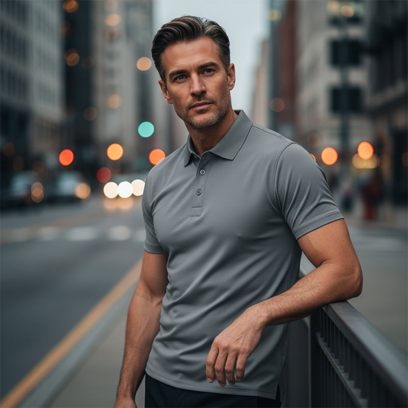 ⏰ ¡Oferta Limitada 50% OFF! 🏆 Camiseta de Hombre de Secado Rápido – Cuello Tipo Solapa y Manga Corta 👔🔥💨