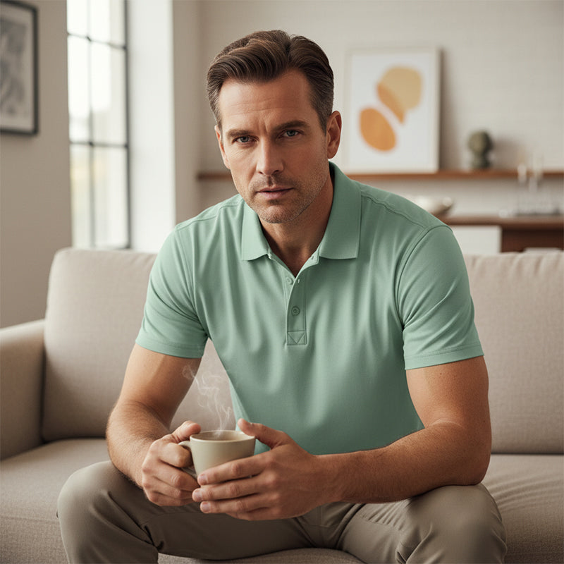 ⏰ ¡Oferta Limitada 50% OFF! 🏆 Camiseta de Hombre de Secado Rápido – Cuello Tipo Solapa y Manga Corta 👔🔥💨