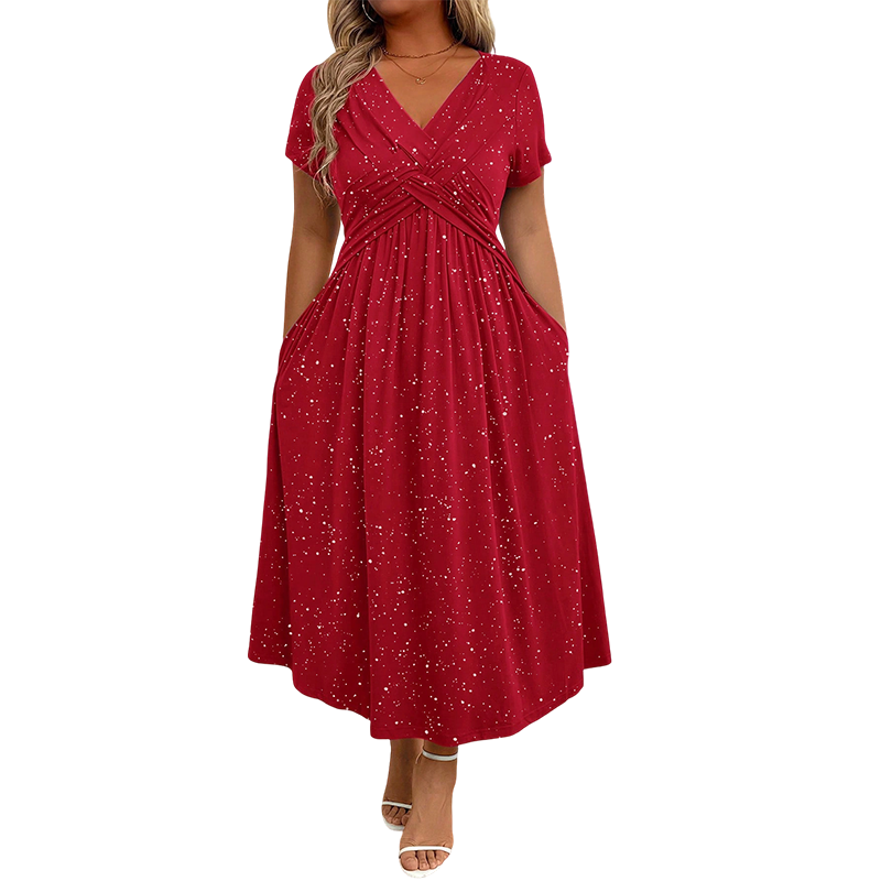 ⏰🔥 ¡50% DE DESCUENTO POR TIEMPO LIMITADO! 💗 Vestido Elegante con Cuello en V – Estilo Sofisticado y Favorecedor ✨🌸