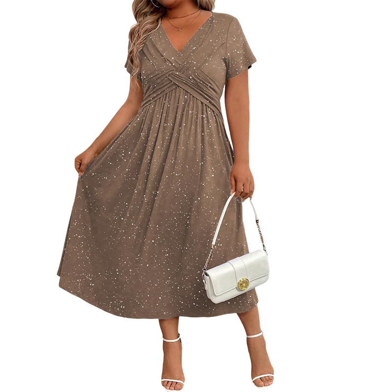 ⏰🔥 ¡50% DE DESCUENTO POR TIEMPO LIMITADO! 💗 Vestido Elegante con Cuello en V – Estilo Sofisticado y Favorecedor ✨🌸