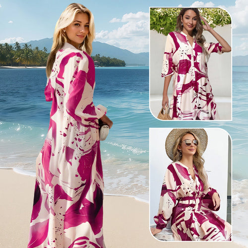 ⏰ ¡Oferta Limitada 50% OFF! 👗 Vestido Largo Floral con Cuello en V para Mujer – Comodidad como una Nube y Estilo Elegante 🌸💃