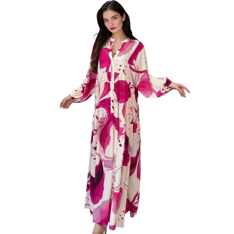 ⏰ ¡Oferta Limitada 50% OFF! 👗 Vestido Largo Floral con Cuello en V para Mujer – Comodidad como una Nube y Estilo Elegante 🌸💃