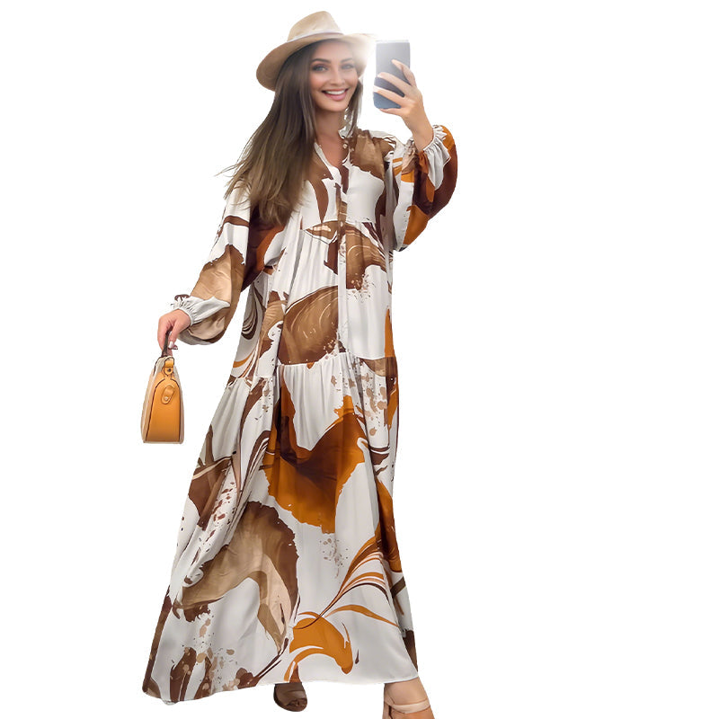 ⏰ ¡Oferta Limitada 50% OFF! 👗 Vestido Largo Floral con Cuello en V para Mujer – Comodidad como una Nube y Estilo Elegante 🌸💃