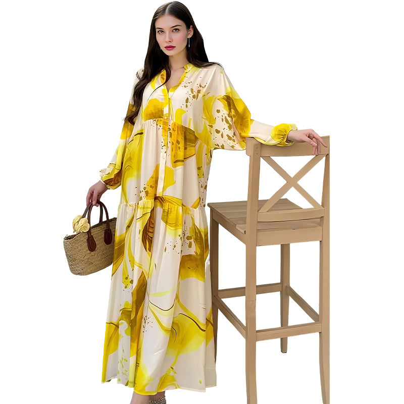 ⏰ ¡Oferta Limitada 50% OFF! 👗 Vestido Largo Floral con Cuello en V para Mujer – Comodidad como una Nube y Estilo Elegante 🌸💃