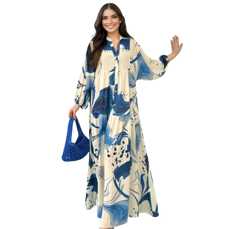 ⏰ ¡Oferta Limitada 50% OFF! 👗 Vestido Largo Floral con Cuello en V para Mujer – Comodidad como una Nube y Estilo Elegante 🌸💃
