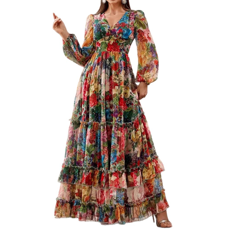 ⏰ ¡Oferta Limitada 50% OFF! 👗 Vestido Floral Romántico con Escote en V y Mangas Farol – Comodidad y Elegancia para Cada Ocasión 🌸💃