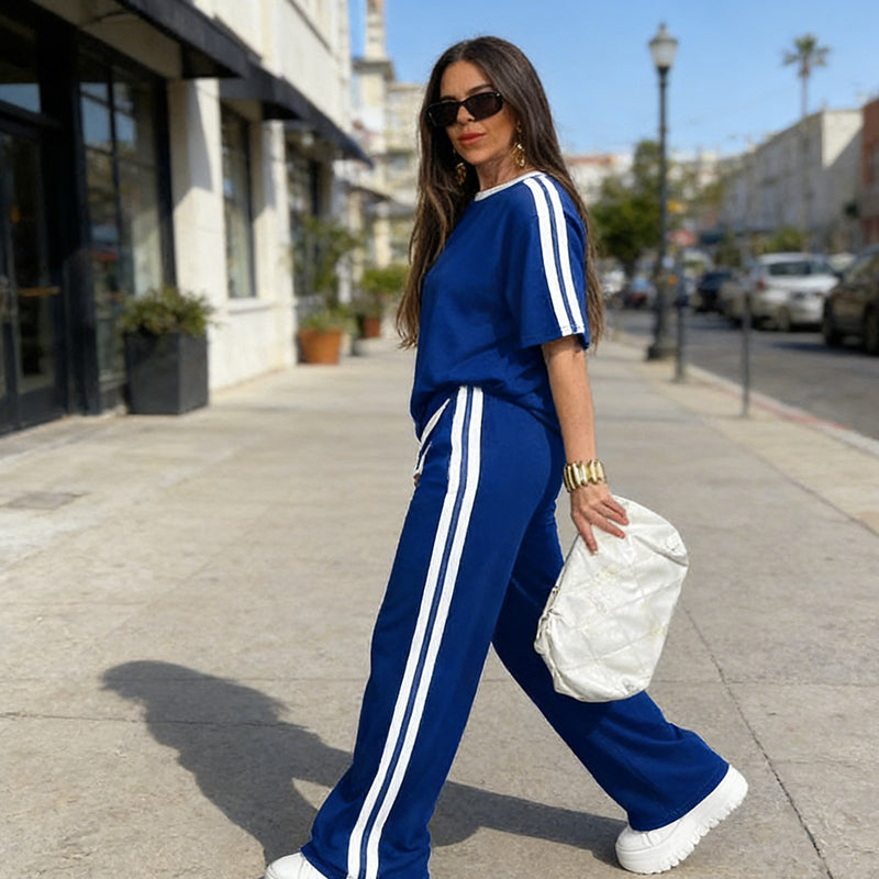 ✨🔥 ¡OFERTA 50% OFF! Conjunto Deportivo de 2 Piezas con Rayas – Estilo Casual y Cómodo