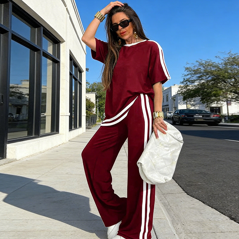 ✨🔥 ¡OFERTA 50% OFF! Conjunto Deportivo de 2 Piezas con Rayas – Estilo Casual y Cómodo