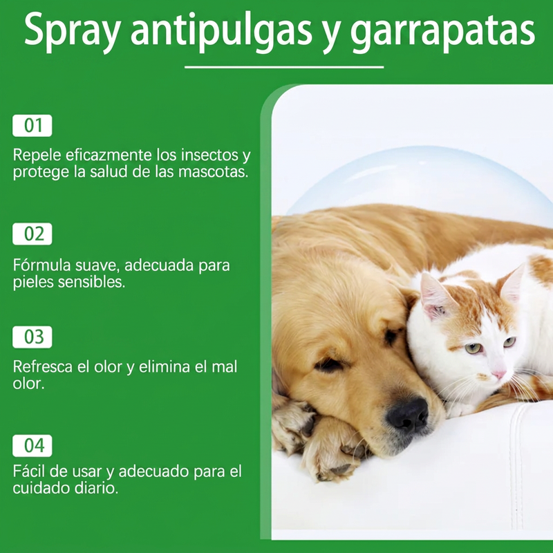 ⏰🔥 ¡50% DE DESCUENTO POR TIEMPO LIMITADO! 🐶🐱 Spray Natural Antipulgas y Garrapatas – Protege a tus Mascotas de Forma Segura y Efectiva 🌿✨